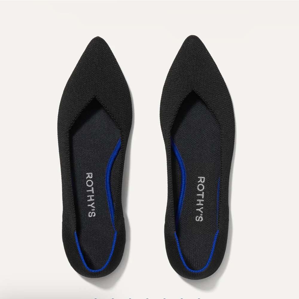 Rothy's Black Flats with Blue Trim